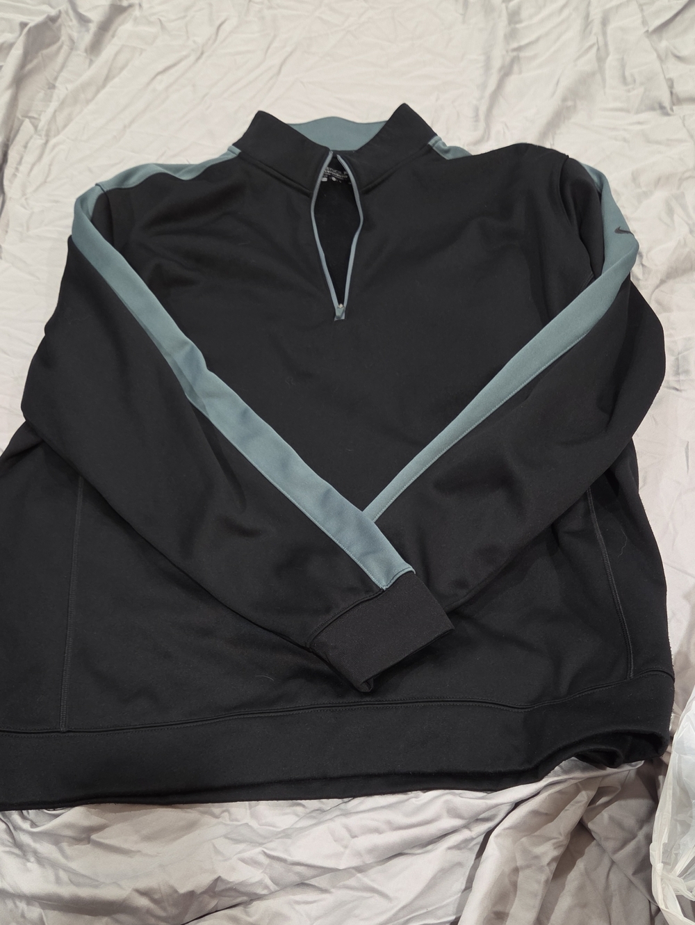 Men's Quarter-Zip Pullover- Black with Slate Blue Trim